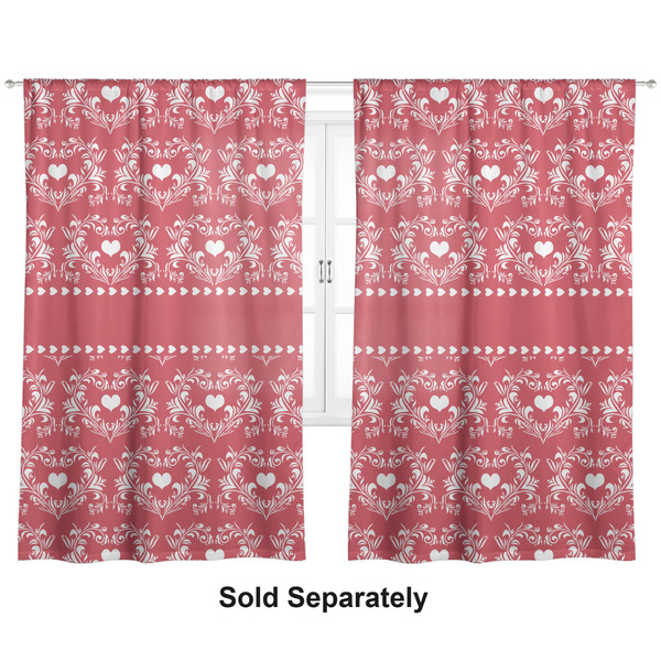 Custom Heart Damask Curtain Panel - Custom Size
