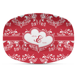 Heart Damask Plastic Platter - Microwave & Oven Safe Composite Polymer (Personalized)