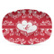 Heart Damask Plastic Platter - Microwave & Oven Safe Composite Polymer (Personalized)