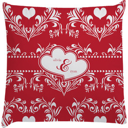 Heart Damask Decorative Pillow Case (Personalized)