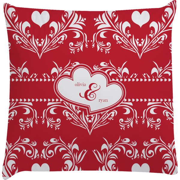Custom Heart Damask Decorative Pillow Case (Personalized)