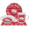 Heart Damask Dinner Set - 4 Pc (Personalized)