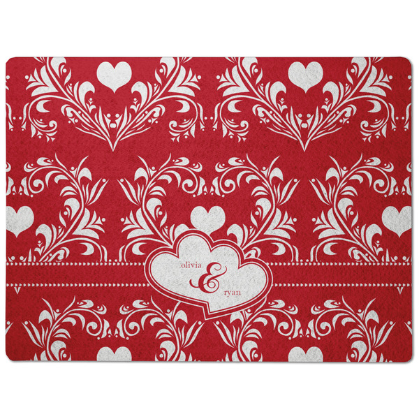 Heart Damask Dog Food Mat - Medium without bowls