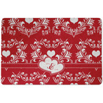 Heart Damask Dog Food Mat w/ Couple's Names