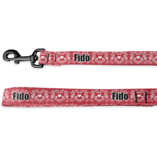 Custom Heart Damask Deluxe Dog Leash - 4 ft (Personalized)