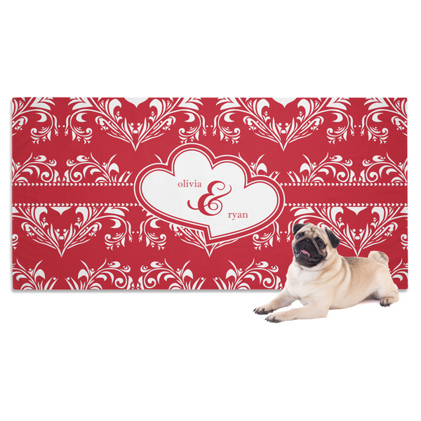 Custom Heart Damask Dog Towel (Personalized)