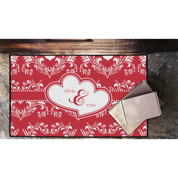 Heart Damask Door Mat - LIFESTYLE (Lrg)