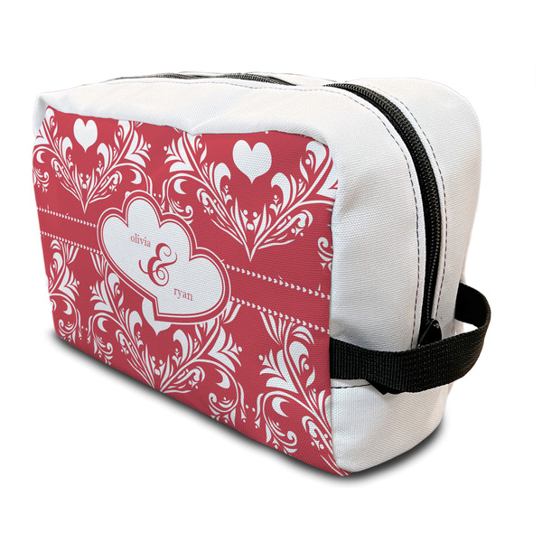 Custom Heart Damask Toiletry Bag / Dopp Kit (Personalized)