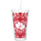Heart Damask Double Wall Tumbler with Straw (Personalized)