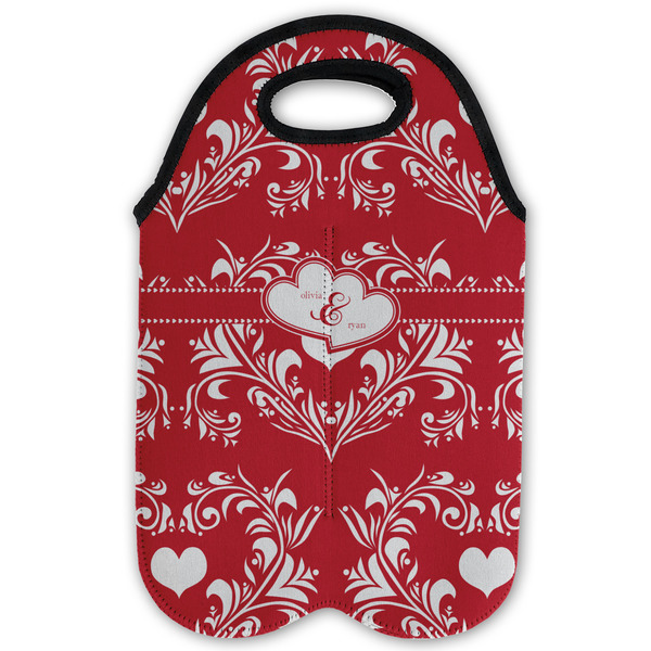 Heart Damask Double Wine Tote - Flat (new)