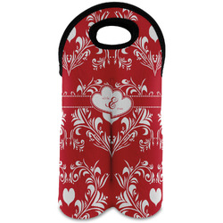 Heart Damask Wine Tote Bag (2 Bottles) (Personalized)