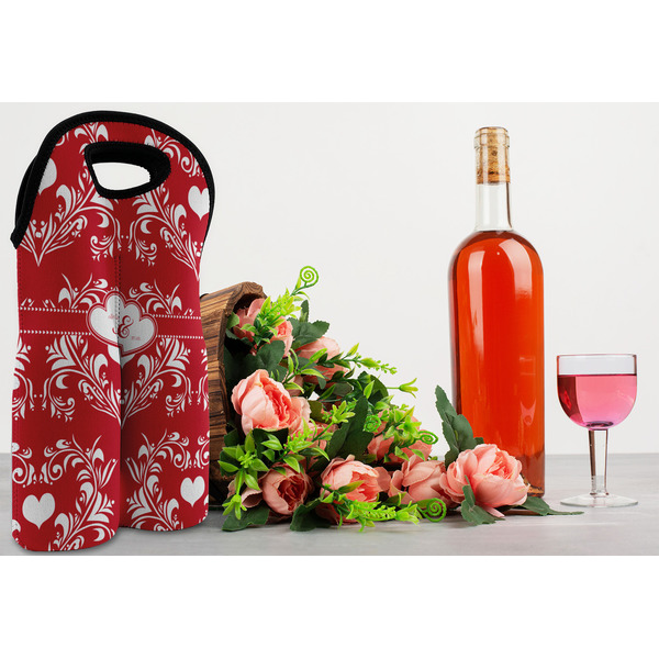 Heart Damask Double Wine Tote - LIFESTYLE (new)