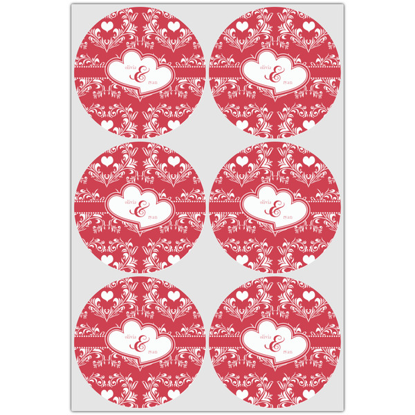 Heart Damask Drink Topper - Large - Set of 6