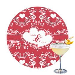 Heart Damask Printed Drink Topper - 3.25" (Personalized)