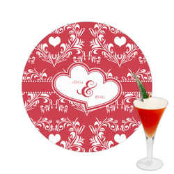 Heart Damask Printed Drink Topper -  2.5" (Personalized)