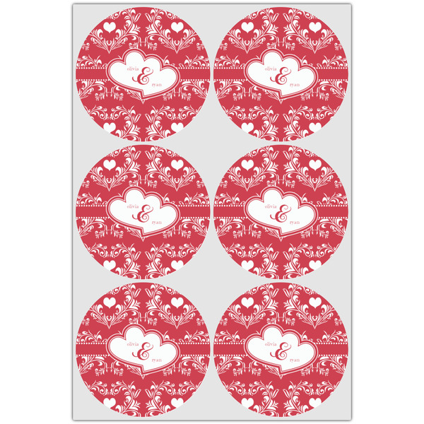 Heart Damask Drink Topper - XLarge - Set of 6