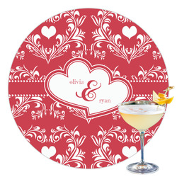 Heart Damask Printed Drink Topper - 3.5" (Personalized)