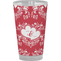 Heart Damask Pint Glass - Full Color (Personalized)