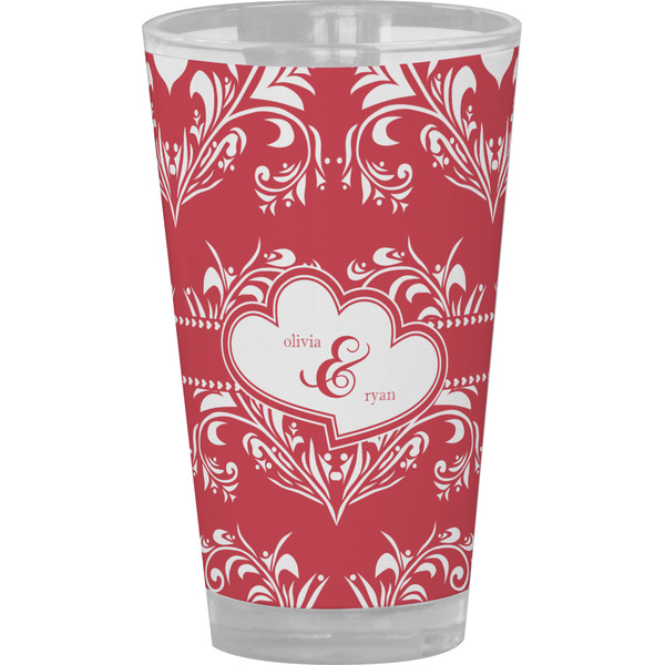 Custom Heart Damask Pint Glass - Full Color (Personalized)