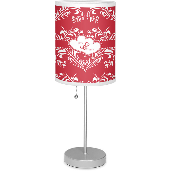 Custom Heart Damask 7" Drum Lamp with Shade Polyester (Personalized)