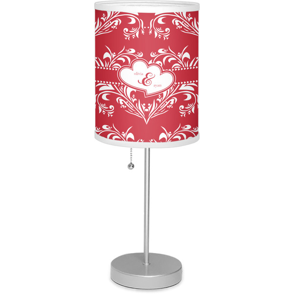 Custom Heart Damask Lamp with Drum Shade (Personalized)