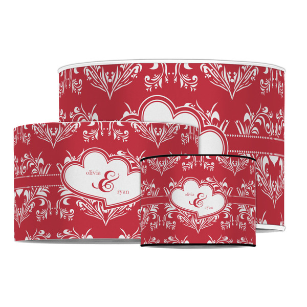 Heart Damask Drum Lampshades - MAIN