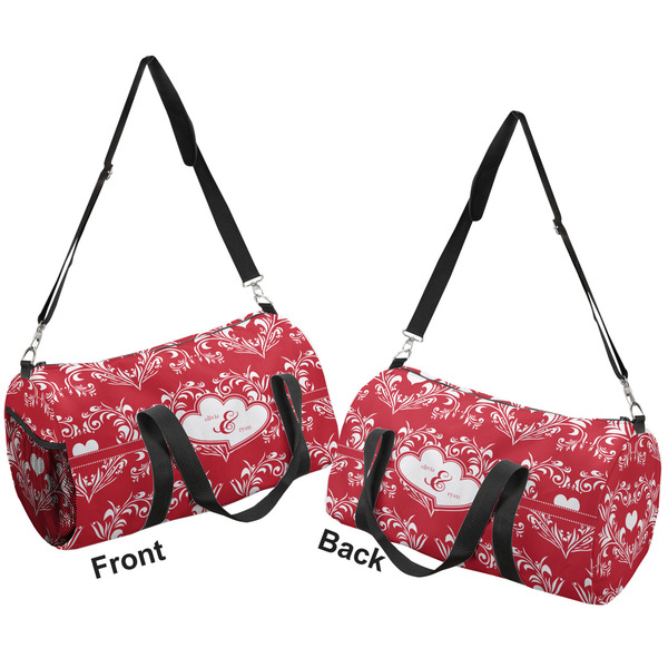 Heart Damask Duffle bag small front and back sides