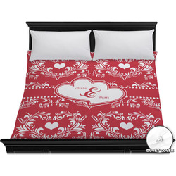 Heart Damask Duvet Cover - King (Personalized)