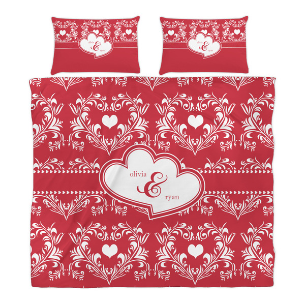 Heart Damask Duvet Cover Set - King - Alt Approval