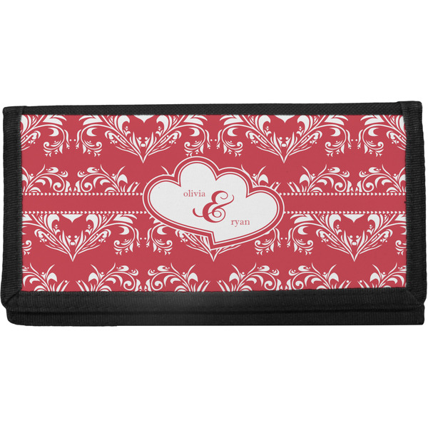 Custom Heart Damask Canvas Checkbook Cover (Personalized)