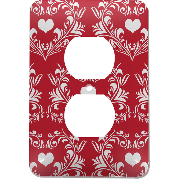 Custom Heart Damask Electric Outlet Plate