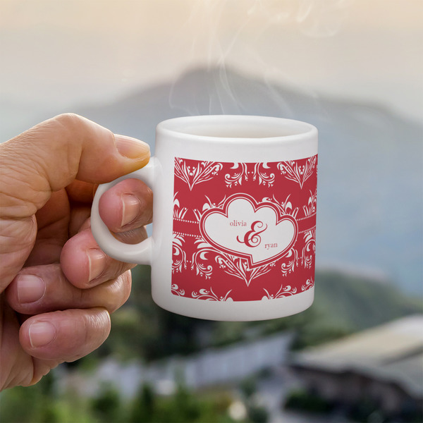 Heart Damask Espresso Cup - 3oz LIFESTYLE (new hand)
