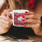 Heart Damask Espresso Cup - 6oz (Double Shot) LIFESTYLE (Woman hands cropped)