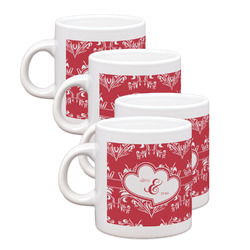 Heart Damask Single Shot Espresso Cups - Set of 4 (Personalized)