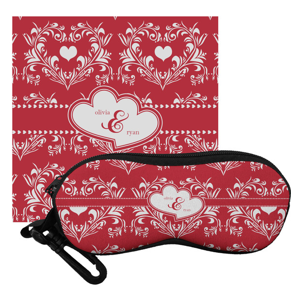 Custom Heart Damask Eyeglass Case & Cloth (Personalized)