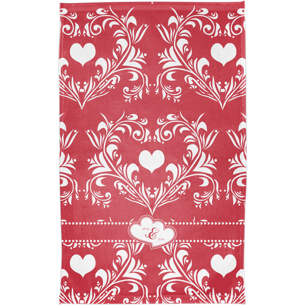 Heart Damask Finger Tip Towel - Full View
