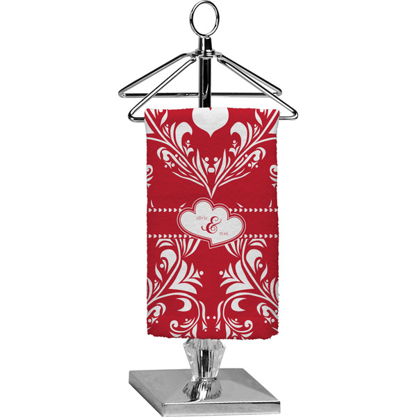 Custom Heart Damask Finger Tip Towel - Full Print (Personalized)