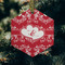 Heart Damask Frosted Glass Ornament - Hexagon (Lifestyle)