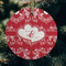 Heart Damask Frosted Glass Ornament - Round (Lifestyle)