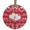 Heart Damask Frosted Glass Ornament - Round