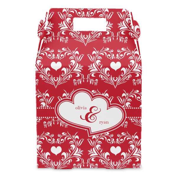 Heart Damask Gable Favor Box - Front