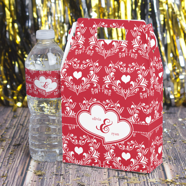 Heart Damask Gable Favor Box - In Context