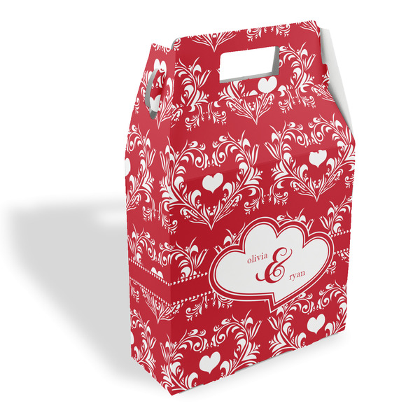 Custom Heart Damask Gable Favor Box (Personalized)