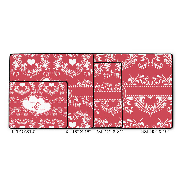 Heart Damask Gaming Mats - SIZE CHART