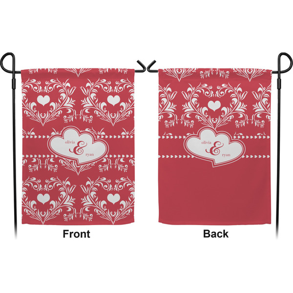 Heart Damask Garden Flag - Double Sided Front and Back
