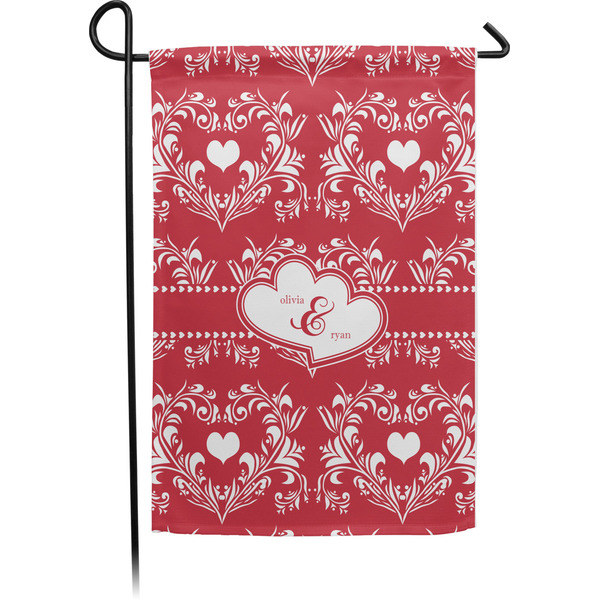 Custom Heart Damask Garden Flag (Personalized)