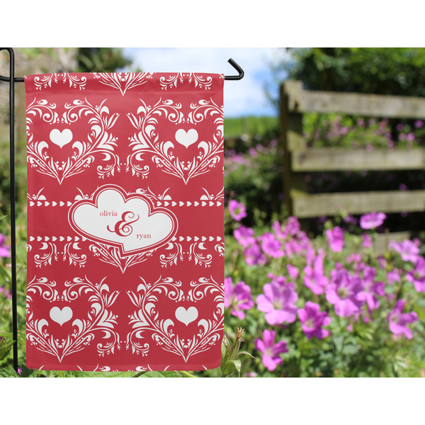 Heart Damask Garden Flag - Outside In Flowers