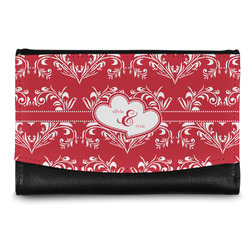 Heart Damask Genuine Leather Women's Wallet - Small (Personalized)