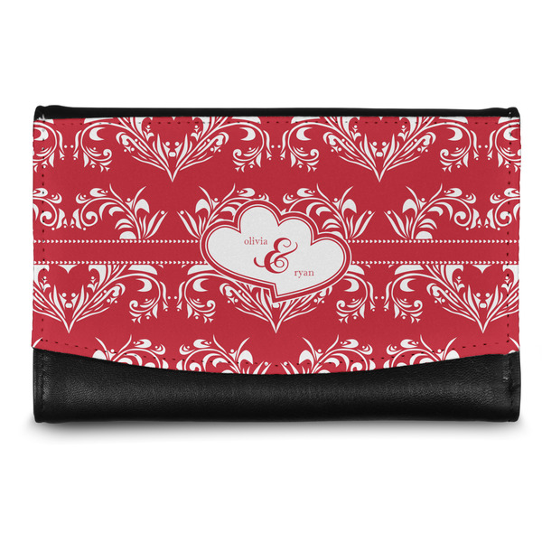 Custom Heart Damask Genuine Leather Women's Wallet - Small (Personalized)