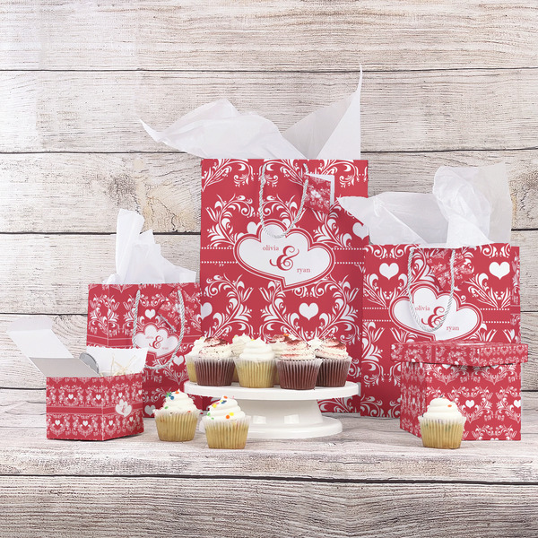 Heart Damask Gift Bags - In Context